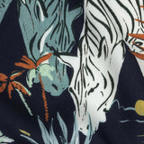 Rayon Batiste Print - Midnight, Green and White Zebras and Brids - Mood Exclusive Navy Birds of Play