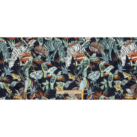 Rayon Batiste Print - Midnight, Green and White Zebras and Brids - Mood Exclusive Navy Birds of Play