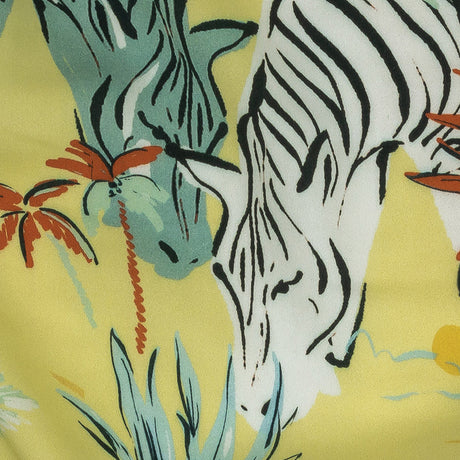 Rayon Batiste Print - Mellow Yellow, Sage and Orange Zebras and Birds - Mood Exclusive Mellow Yellow Birds of Play