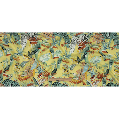 Rayon Batiste Print - Mellow Yellow, Sage and Orange Zebras and Birds - Mood Exclusive Mellow Yellow Birds of Play