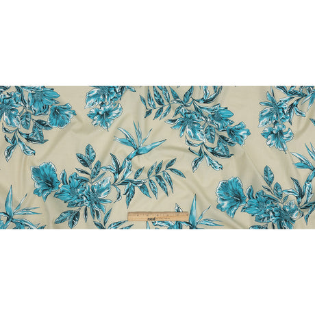 Cotton Poplin Print - Aqua Floral - Mood Exclusive Seaside Serenity