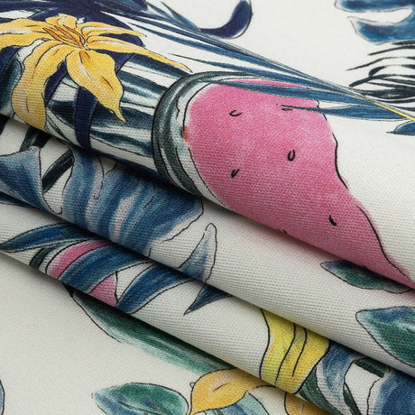 Stretch Cotton Twill Print - Navy Palm Leaves and Fruit - Mood Exclusive Fruitful Circumstances