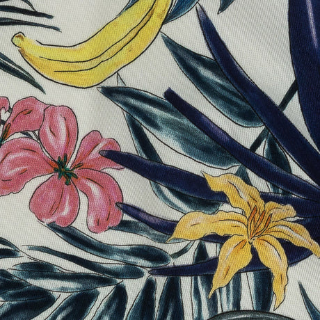 Stretch Cotton Twill Print - Navy Palm Leaves and Fruit - Mood Exclusive Fruitful Circumstances