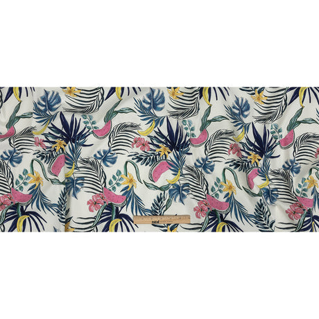Stretch Cotton Twill Print - Navy Palm Leaves and Fruit - Mood Exclusive Fruitful Circumstances