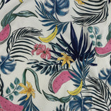 Stretch Cotton Twill Print - Navy Palm Leaves and Fruit - Mood Exclusive Fruitful Circumstances