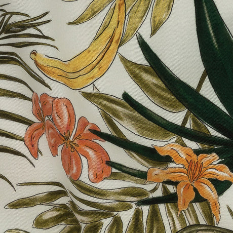 Stretch Cotton Twill Print - Green Palm Leaves and Fruit - Mood Exclusive Fruitful Circumstances