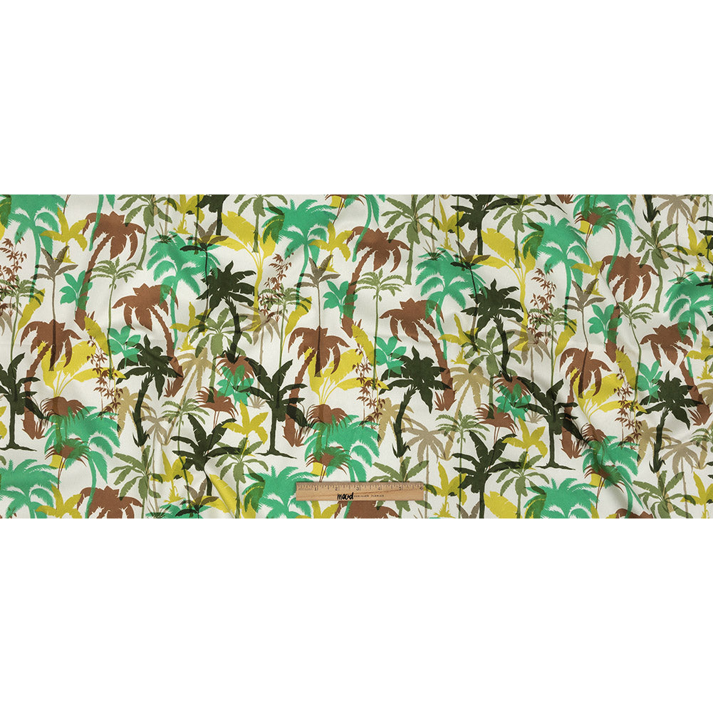 Mood Exclusive White Paradise Palms Stretch Cotton Sateen