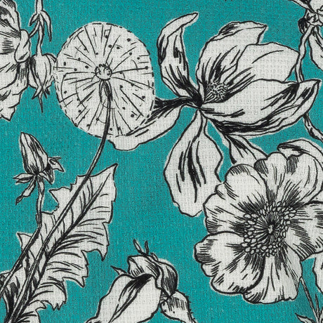 Mood Exclusive Turquoise Dandelion Drift Stretch Cotton Woven