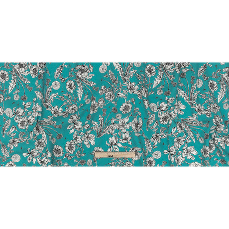 Mood Exclusive Turquoise Dandelion Drift Stretch Cotton Woven