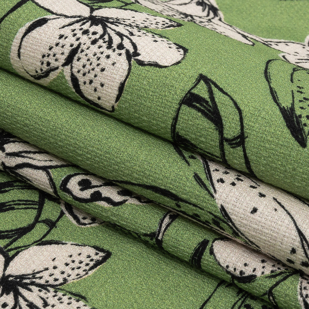 Mood Exclusive Green Warning Spots Stretch Cotton Woven
