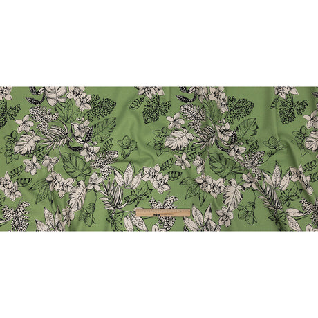 Mood Exclusive Green Warning Spots Stretch Cotton Woven