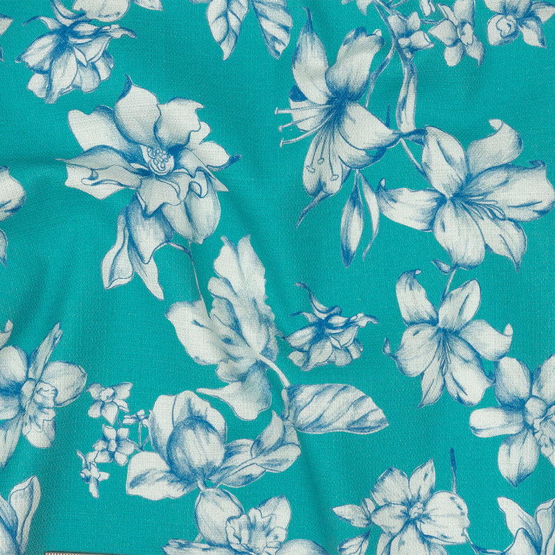 Mood Exclusive Turquoise Breath of Narcissus Stretch Cotton Woven