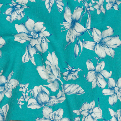 Mood Exclusive Turquoise Breath of Narcissus Stretch Cotton Woven