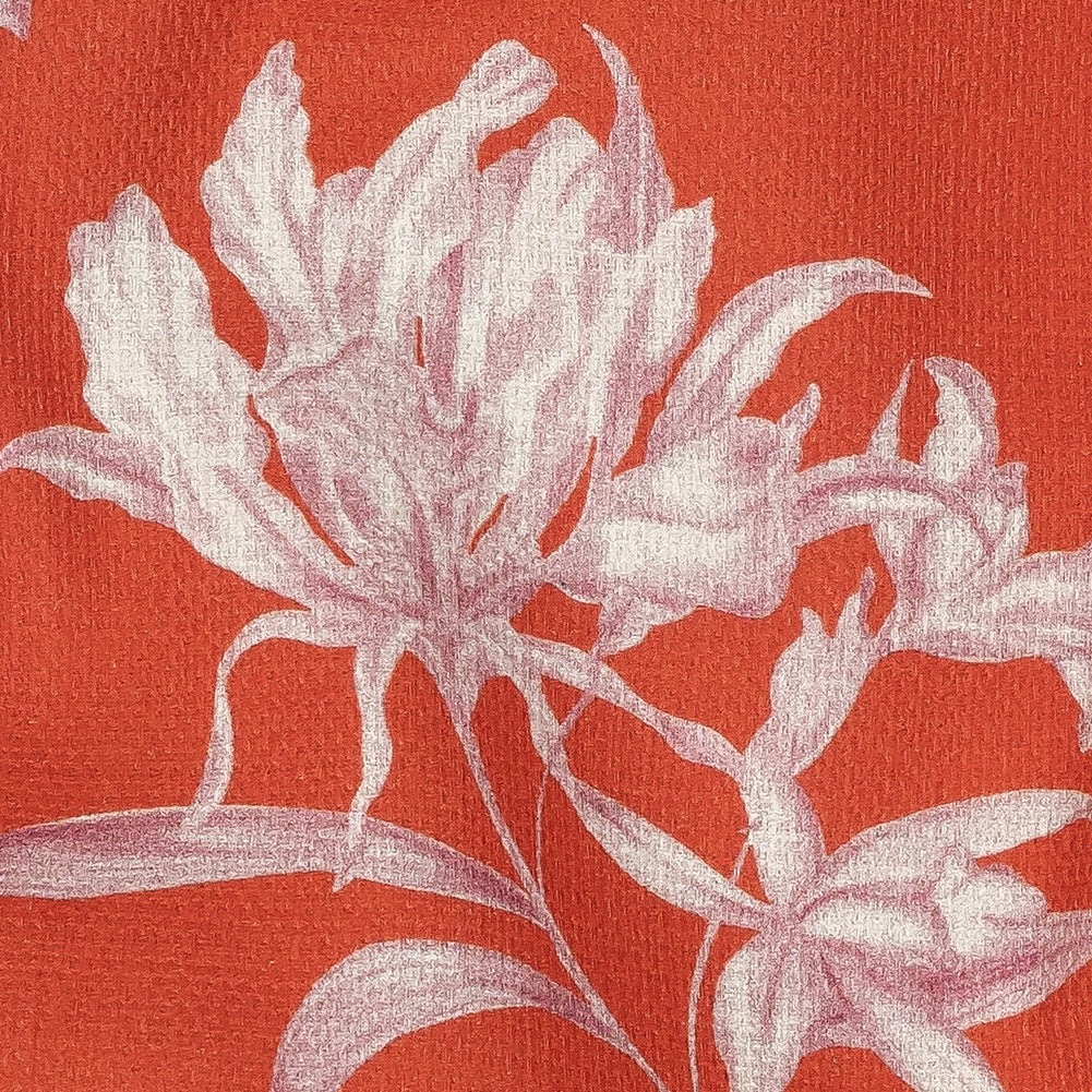 Mood Exclusive Hot Coral Camellia Mirage Stretch Cotton Woven