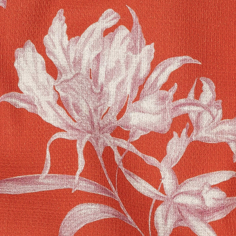 Mood Exclusive Hot Coral Camellia Mirage Stretch Cotton Woven
