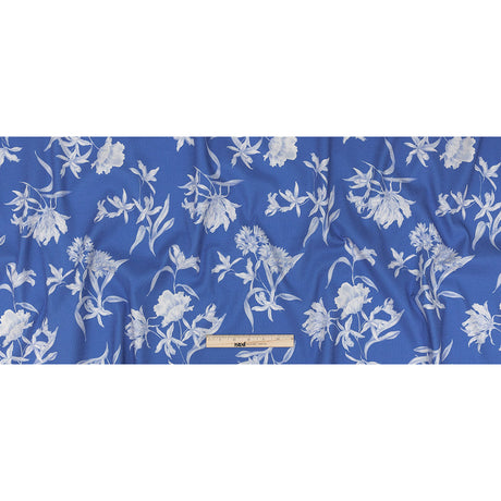 Mood Exclusive Cobalt Blue Camellia Mirage Stretch Cotton Woven