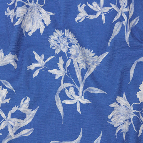 Mood Exclusive Cobalt Blue Camellia Mirage Stretch Cotton Woven