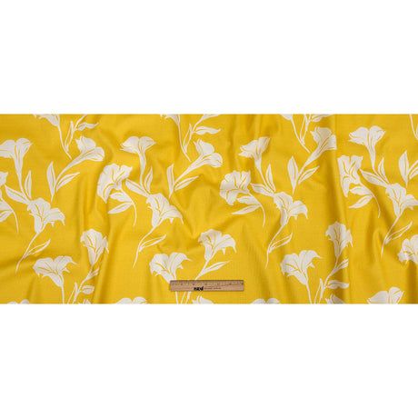 Mood Exclusive Yellow Bellflower Breeze Stretch Cotton Woven