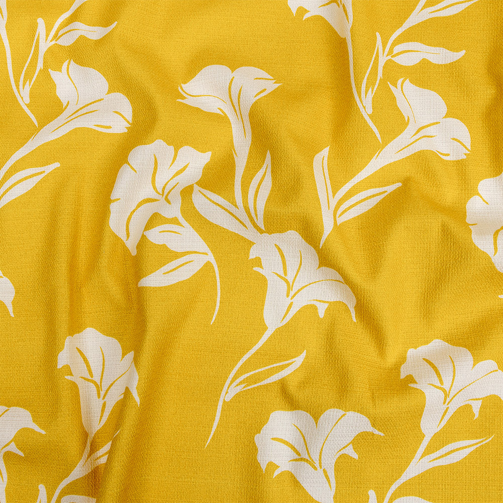 Mood Exclusive Yellow Bellflower Breeze Stretch Cotton Woven