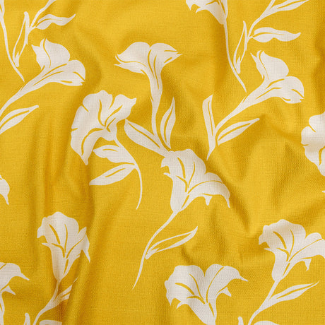 Mood Exclusive Yellow Bellflower Breeze Stretch Cotton Woven