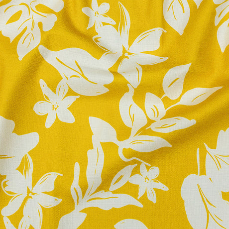 Mood Exclusive Yellow Feverish Foliage Stretch Cotton Woven