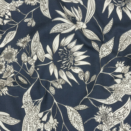 Mood Exclusive Blue Illustrated Cultivation Stretch Cotton Woven