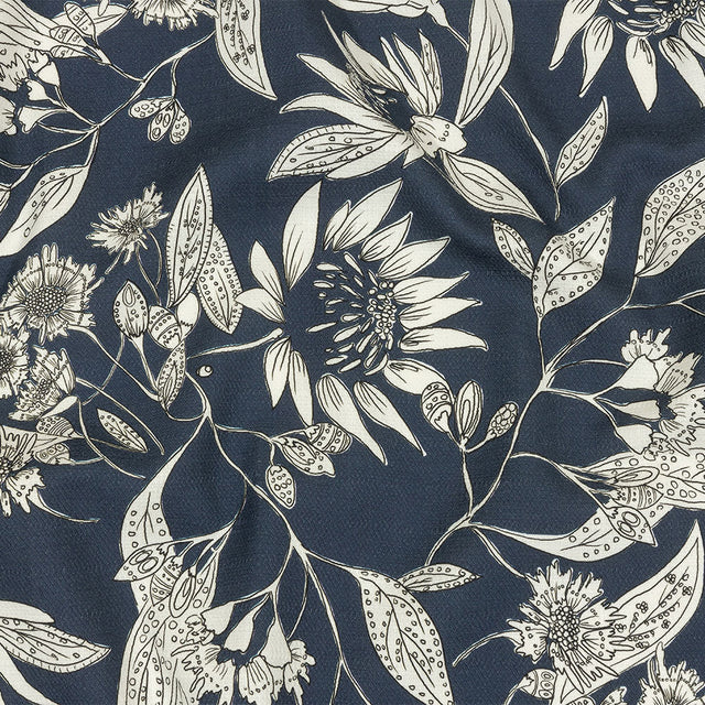 Mood Exclusive Blue Illustrated Cultivation Stretch Cotton Woven