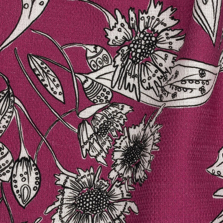 Mood Exclusive Pink Illustrated Cultivation Stretch Cotton Woven