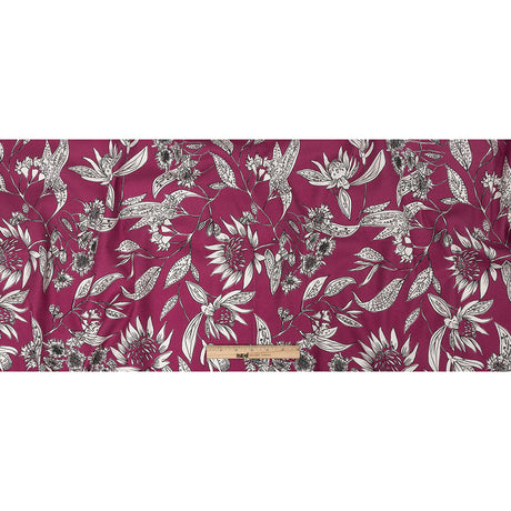 Mood Exclusive Pink Illustrated Cultivation Stretch Cotton Woven