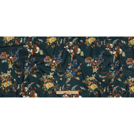 Mood Exclusive True Teal Just Because Bouquet Stretch Cotton Poplin