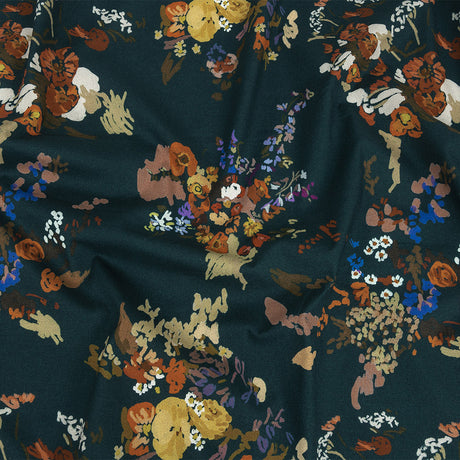 Mood Exclusive True Teal Just Because Bouquet Stretch Cotton Poplin