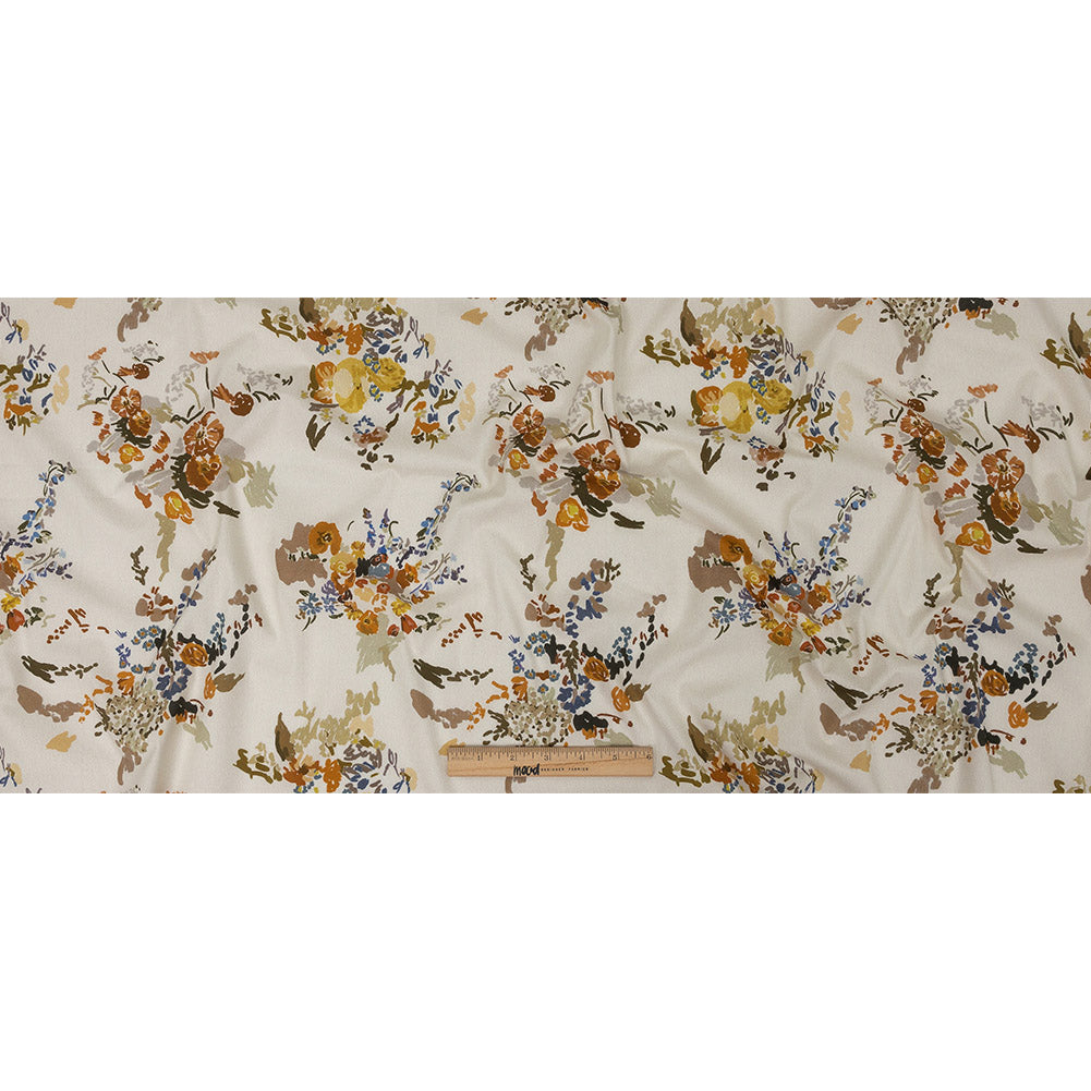 Mood Exclusive Ivory Just Because Bouquet Stretch Cotton Poplin