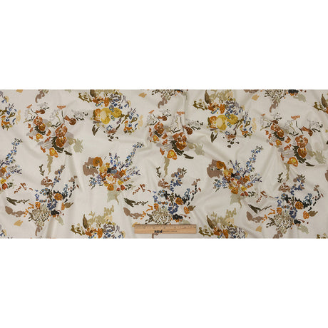 Mood Exclusive Ivory Just Because Bouquet Stretch Cotton Poplin