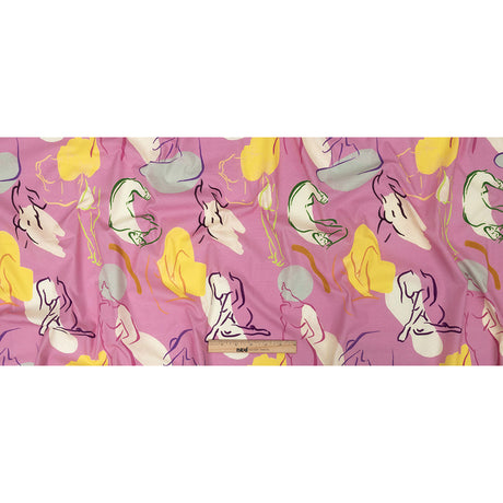 Mood Exclusive Hot Pink Gestural Expressions Stretch Cotton Poplin