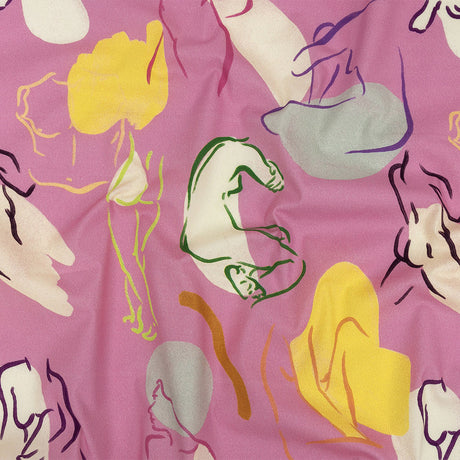 Mood Exclusive Hot Pink Gestural Expressions Stretch Cotton Poplin