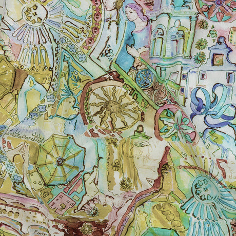 Mood Exclusive Watercolor Village Stretch Cotton Poplin