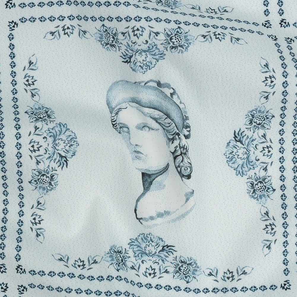 Mood Exclusive Sky Blue Busts of Antiquity Stretch Cotton Poplin