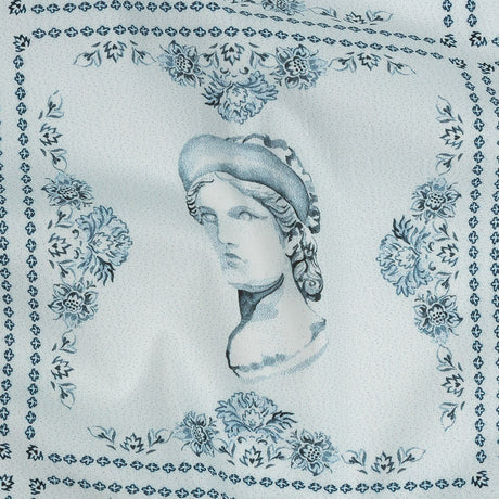 Mood Exclusive Sky Blue Busts of Antiquity Stretch Cotton Poplin