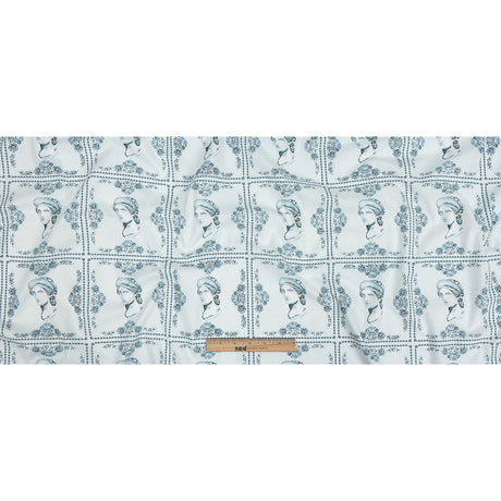Mood Exclusive Sky Blue Busts of Antiquity Stretch Cotton Poplin