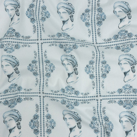 Mood Exclusive Sky Blue Busts of Antiquity Stretch Cotton Poplin