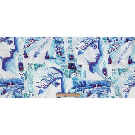 Mood Exclusive Blue Jardins de Versailles Stretch Cotton Poplin