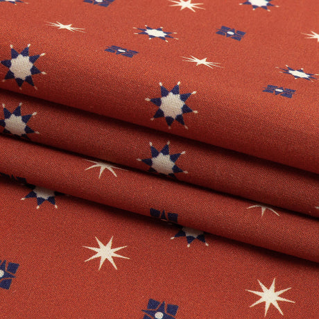 Mood Exclusive Orange Stars n’ Squares Stretch Cotton Poplin