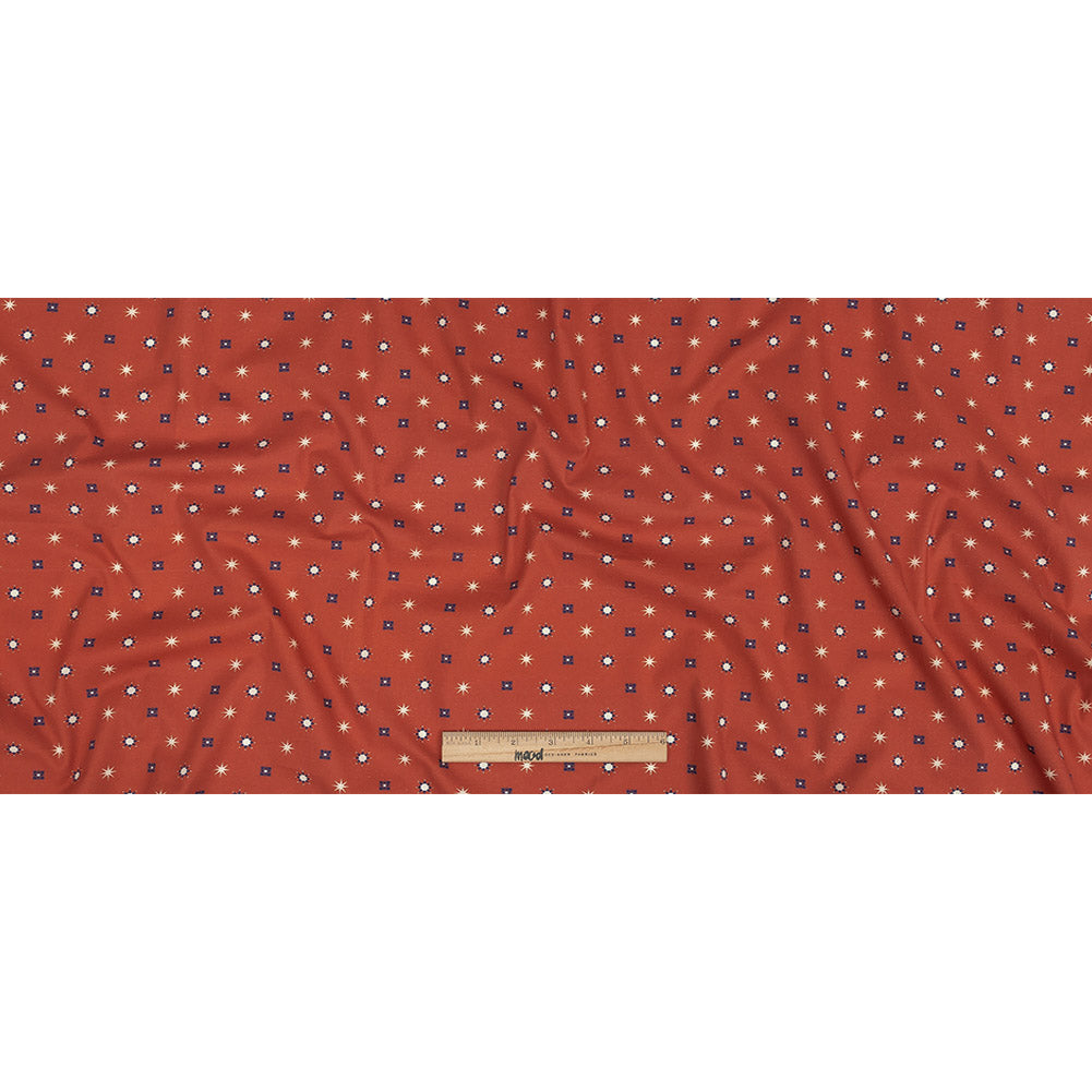 Mood Exclusive Orange Stars n’ Squares Stretch Cotton Poplin