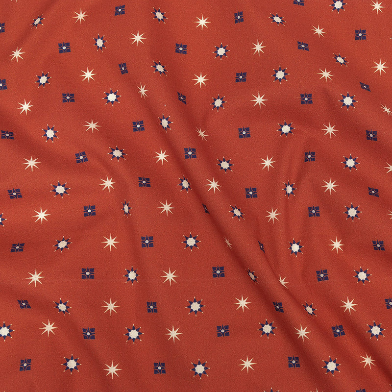 Mood Exclusive Orange Stars n’ Squares Stretch Cotton Poplin
