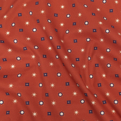 Mood Exclusive Orange Stars n’ Squares Stretch Cotton Poplin