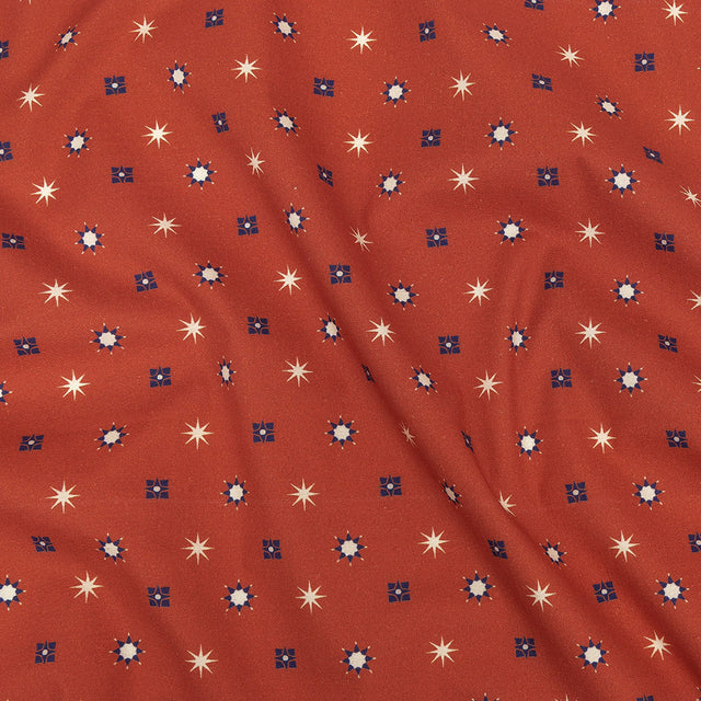 Mood Exclusive Orange Stars n’ Squares Stretch Cotton Poplin