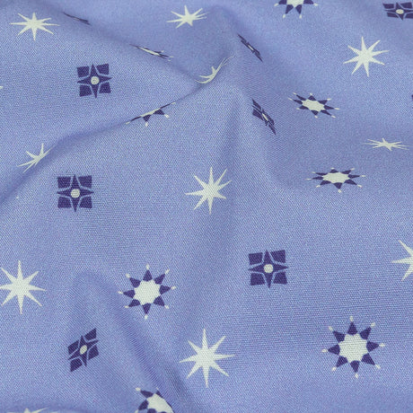 Mood Exclusive Periwinkle Stars n’ Squares Stretch Cotton Poplin