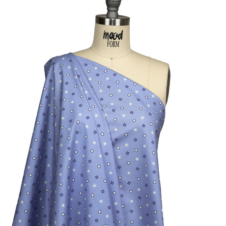 Mood Exclusive Periwinkle Stars n’ Squares Stretch Cotton Poplin