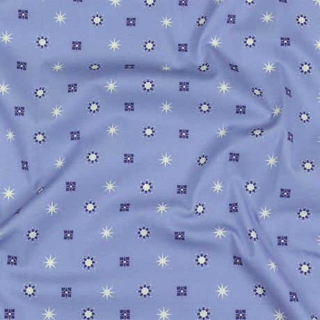 Mood Exclusive Periwinkle Stars n’ Squares Stretch Cotton Poplin