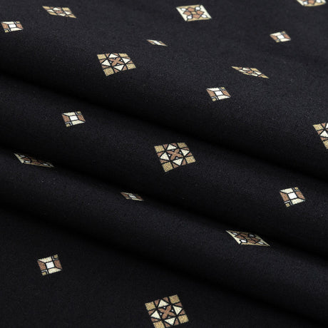 Mood Exclusive Black Geometric Gems Stretch Cotton Poplin